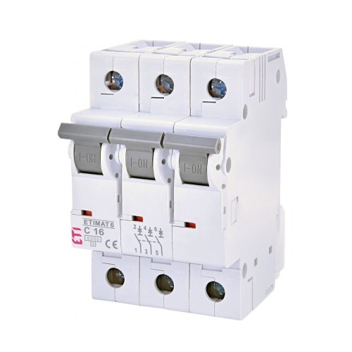 Overcurrent circuit breaker C 16A 3P 6kA ETIMAT6 002145516 ETI GPV-401-118