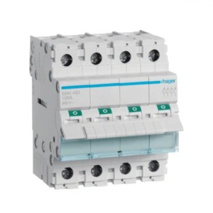 Isolator switch 3-phase 4P 100A 400V AC SBN490 HAGER