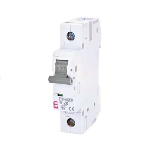 Overcurrent circuit breaker B 20A 1P 6kA ETIMAT6 002111517 ETI GPV-401-126