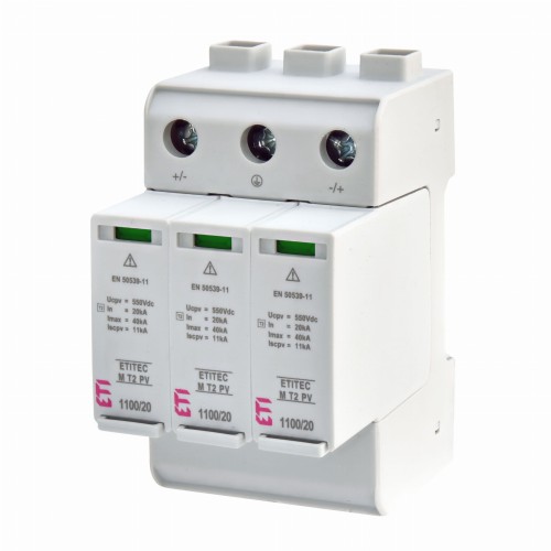 Surge arrester PV DC Type 2 (C) 1100V 3P 20kA 3.8kV ETITEC M T2 PV 1100/20 Y 002440515 ETI GPV-401-135