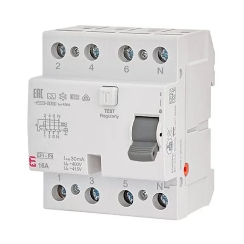 Residual current circuit breaker 4P 25A 30mA type AC EFI6-P4 AC 25/0.03 002061651 ETI GPV-401-137