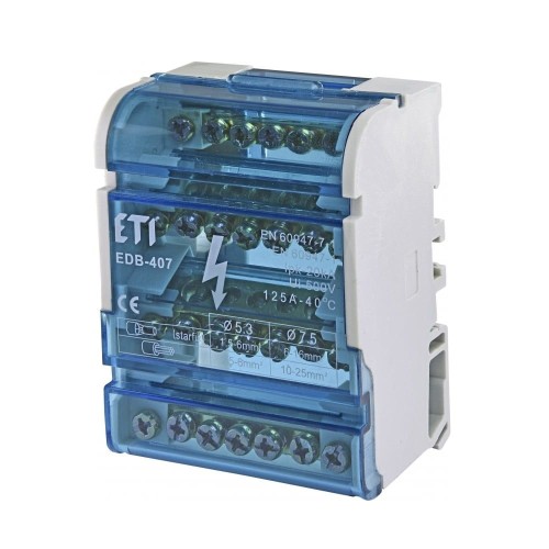 Distribution block 4-pole 125A 7-terminal TH35 EDB-407 001102303 ETI GPV-401-144