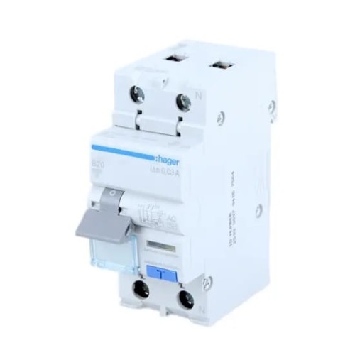 Residual current circuit breaker with overcurrent protection B 10A 1P+N 6kA 30mA type AC ADC910D HAGER GPV-401-157