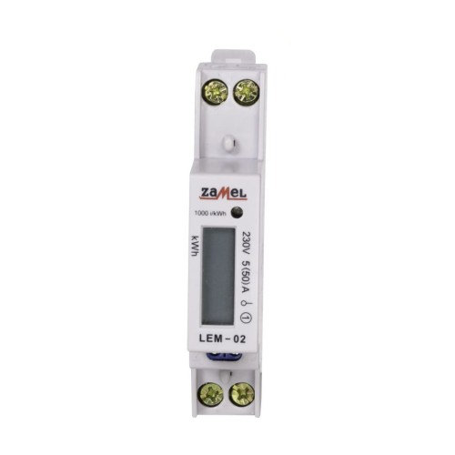 Electricity meter single-phase LCD 50A 1-module type: LEM-02 ZAMEL GPV-401-184