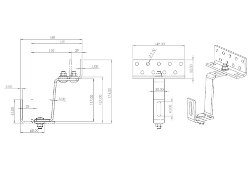Vario roof hook class 5-5-5 - 3x adjustable stainless steel 1.4016 - 120 mm PV-08-38 (2)