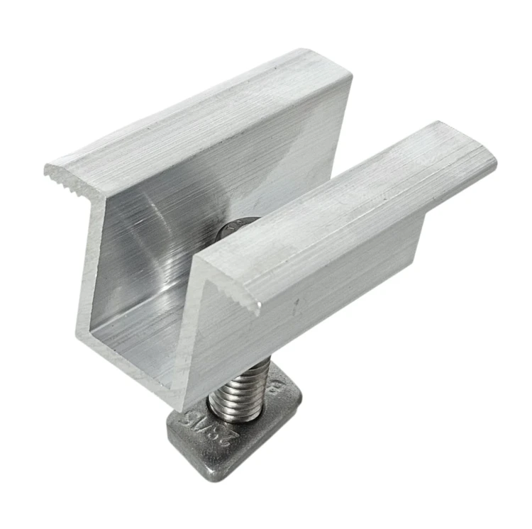 Center clamp H25 L50 Raw with M8x20 screw and insert for 30 mm panels PV-04-16