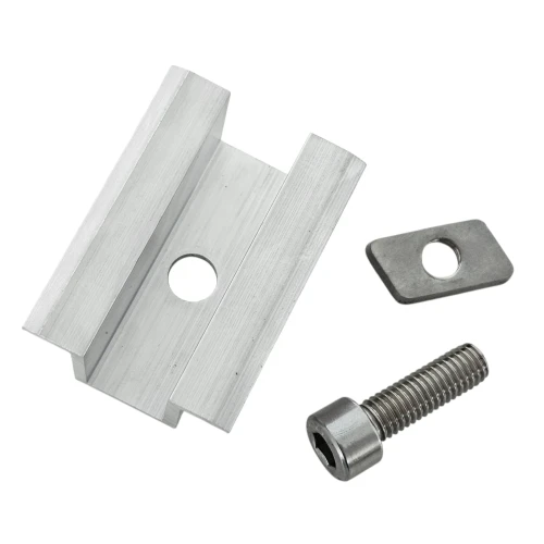 Center clamp H25 L50 Raw with M8x20 screw and insert for 30 mm panels PV-04-16 (2)