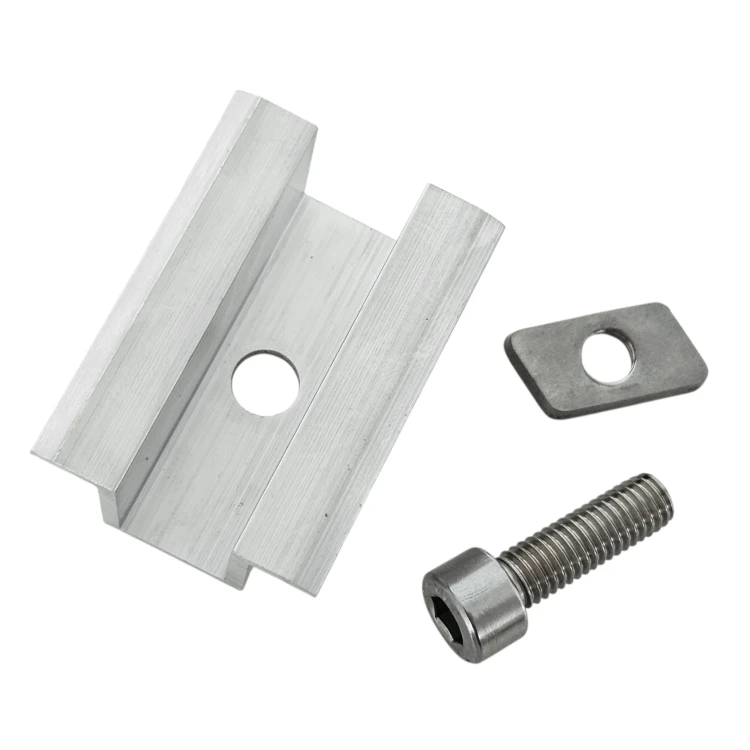 Center clamp H25 L50 Raw with M8x20 screw and insert for 30 mm panels PV-04-16 (2)