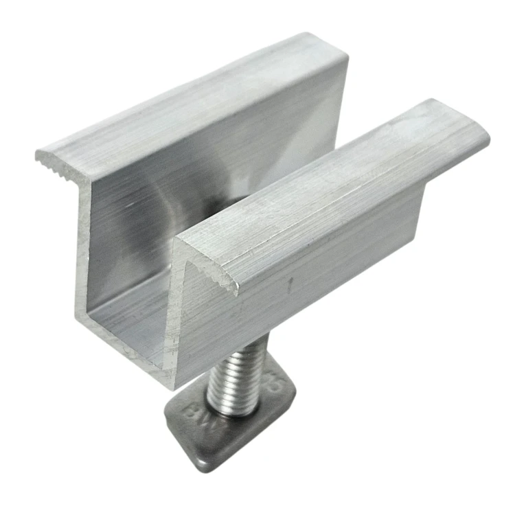 Center clamp H25 L50 Raw with M8x25 screw and insert for 35 mm panels PV-04-17