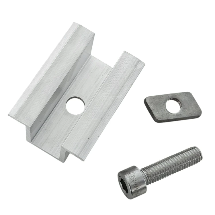 Center clamp H25 L50 Raw with M8x25 screw and insert for 35 mm panels PV-04-17 (2)