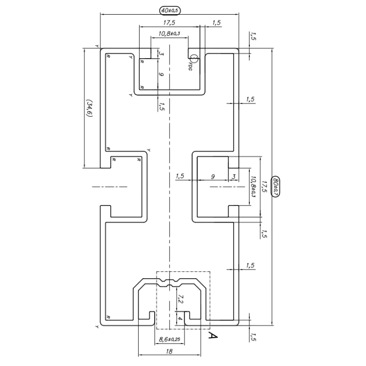 Aluminum profile 480cm 80x40 for hexagonal screw 90443 PV-01-39 (2)