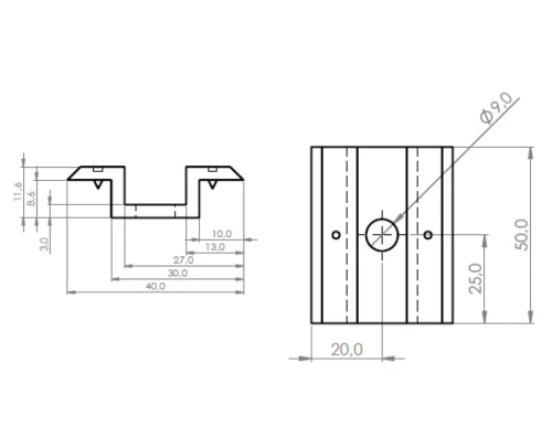 Centre clamp low H8 with pin PV-04-18 (2)