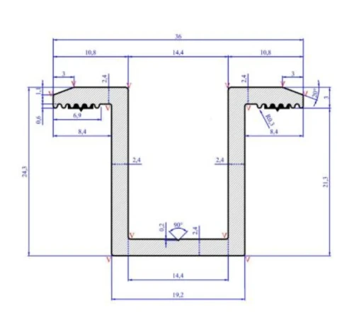 Centre clamp L50 H25 with ground pin PV-04-19 (2)