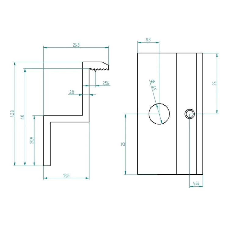 [RDY] End Clamp H40 L50 - raw with grounding pin PV-03-80 (2)