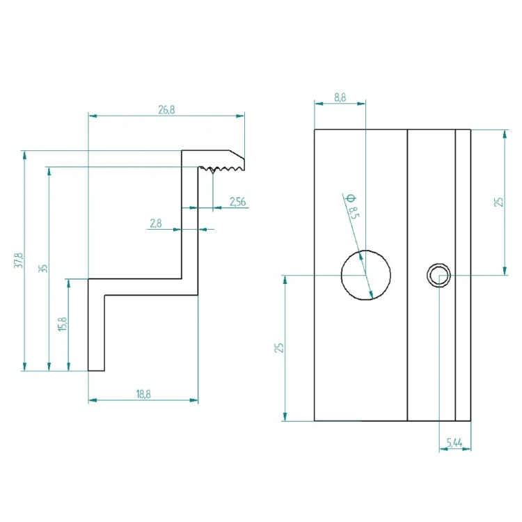 [RDY] End clamp H35 L50 - raw with grounding pin PV-03-38 (2)