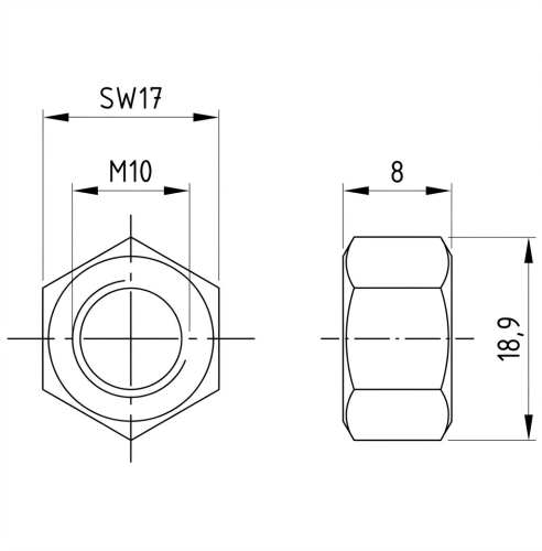 Hexagon nut M10 DIN 934 A4-80 000-064 (2)