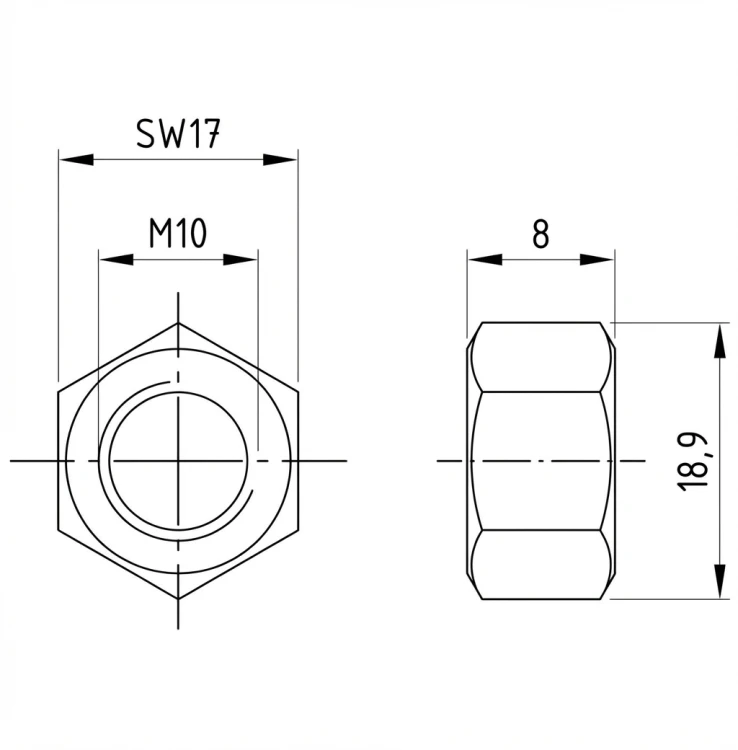 Hexagon nut M10 DIN 934 A4-80 000-064 (2)