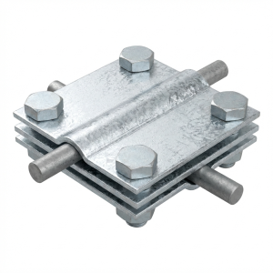 Cross connector 4-hole 3-plate; B up to 40mm galvanised