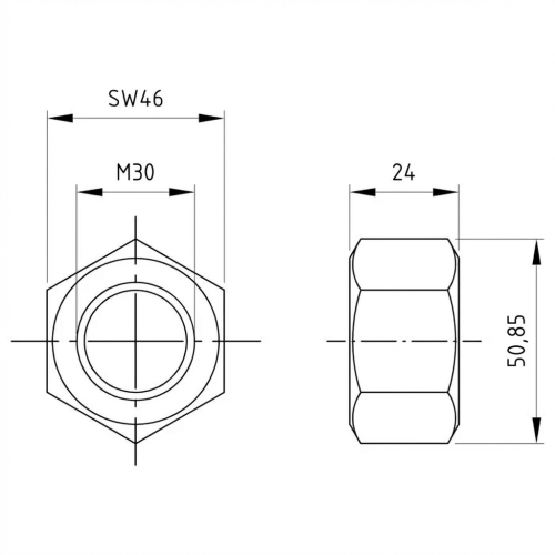 Hexagon nut M30 DIN 934 A4-50 000-077 (2)