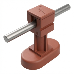 Brick-colored plastic post with ceramic base