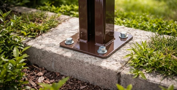 Fence post base 60x40 brown RAL 8017 galvanized 000-154 (3)