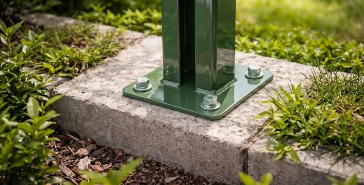 Fence post base 60x40 green RAL 6005 galvanised 000-155 (3)