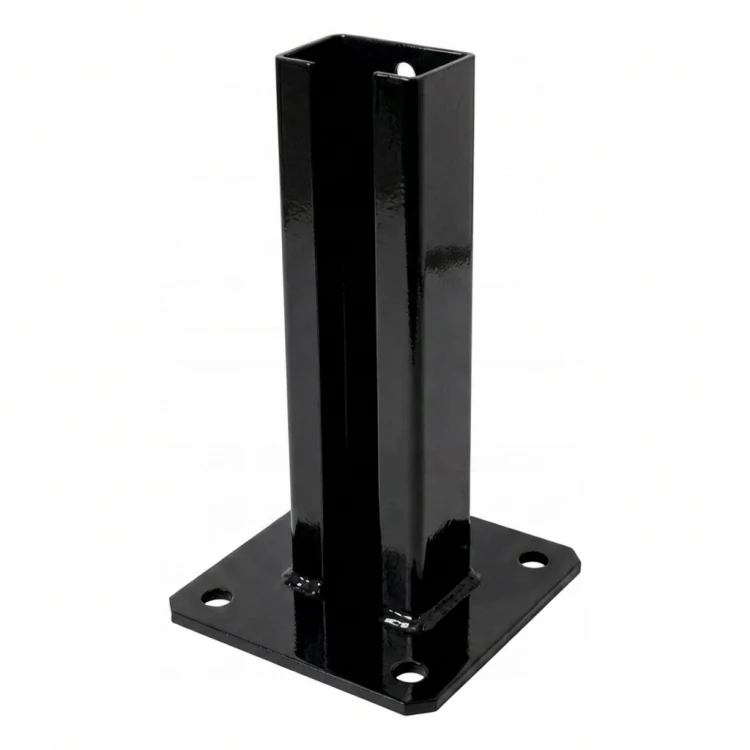 Fence post base 60x40 black RAL 9005 galvanized 000-153 (1)