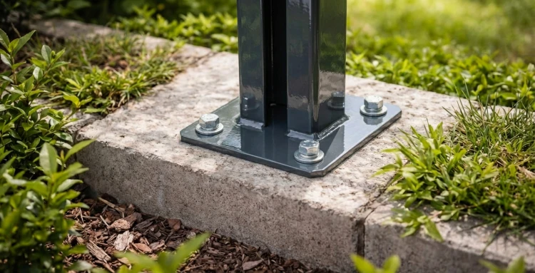 Fence post base 60x40 anthracite RAL 7016 galvanised 000-152 (3)