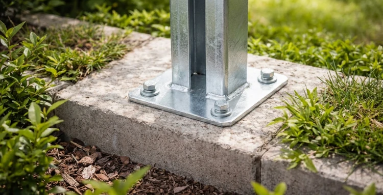 Fence post base 60x40 galvanised 000-151 (3)