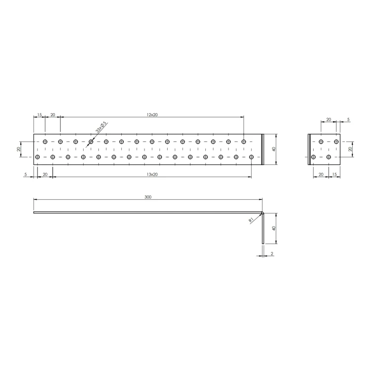 Anchor Bracket KK-02 42x302x40x2.0 000-124 (2)