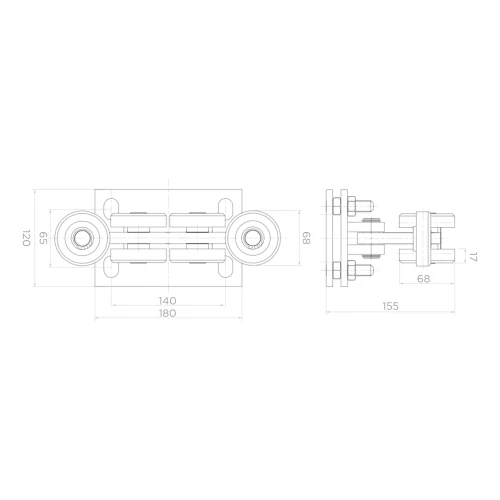 Running carriage for self-supporting sliding gates 80/6 steel rollers 000-254 (2)