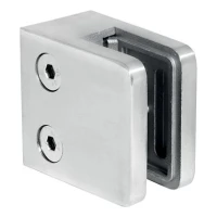 Glass clamp 45x45x26 mm, glass 6-10.76 mm, AISI 304, flat system, satin