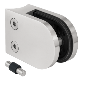 Glass holder 50x40x26 mm with pin, glass 6-10.76 mm, AISI 304, system 42.4 mm, satin