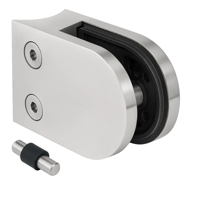 Glass holder 50x40x26 mm with pin, glass 6-10.76 mm, AISI 304, system 42.4 mm, satin 000-265 (1)