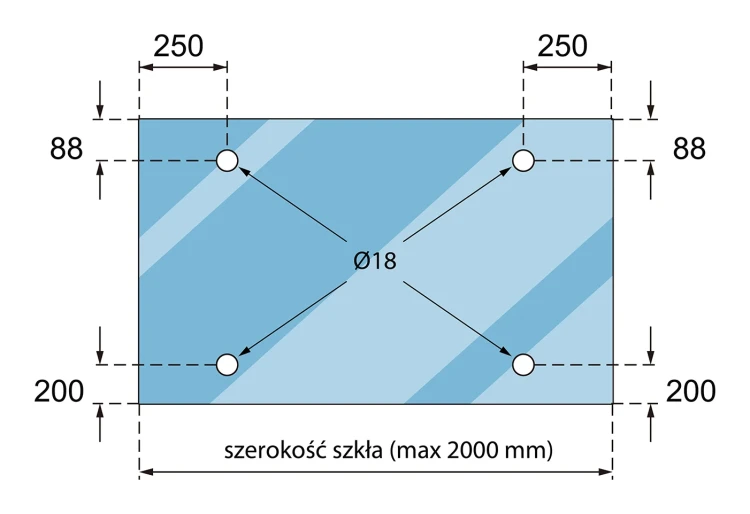 Glass canopy system M12, 3-piece, for pull rod fi 12mm, glass 8-17.52mm (aisi304, universal, satin) (10) 000-285 (5)