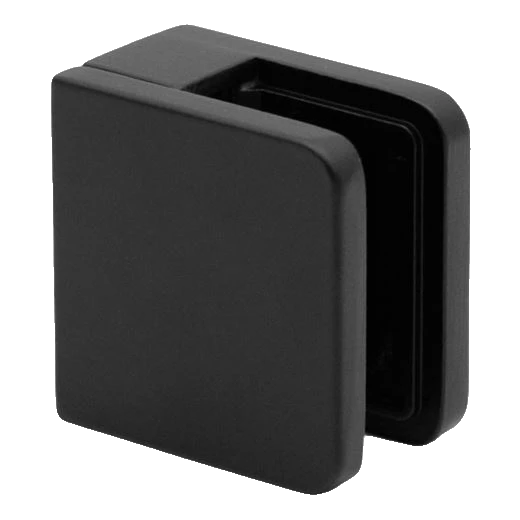 Point glass clamp 45x45x26 mm, black, glass 6-10.76 mm, zamak, flat system, painted 000-286 (1)
