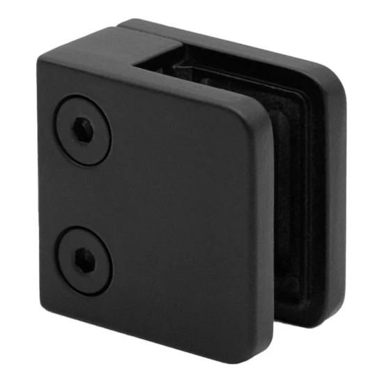 Point glass clamp 45x45x26 mm, black, glass 6-10.76 mm, zamak, flat system, painted 000-286 (3)