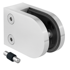 Glass holder 50x40x26 mm. pin, glass 6-10.76 mm, AISI 304, flat system, satin