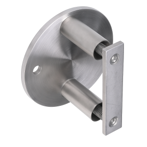 Side mounting of post fi 42.4 mm to pipe fi 100 mm AISI 304 satin