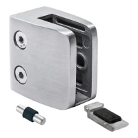 Glass clamp 8-12.76 mm 52x52x32 mm bracket and pin AISI 304 flat system satin