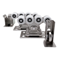 Trolley package for 68x68 mm profile with plastic wheels, with approach roller and approach bracket