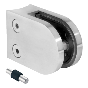 Glass holder 50x40x26 mm with pin, glass 6-10.76 mm, AISI 304, system 42.4, polished