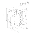 Glass holder 50x40x26 mm with pin, glass 6-10.76 mm, AISI 304, system 42.4, polished 000-264 (3)