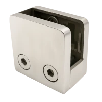 Glass holder 45x45x26 mm with pin bracket glass 6–10.76 mm AISI 304 flat system satin