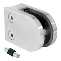 Glass Clamp 6-10.76 mm 50x40x26 mm with Pin AISI 304 System 48.3 mm Satin