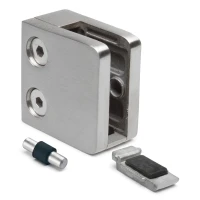 Glass holder 6-10.76 mm 45x45x26 mm bracket and pin AISI 304 flat system polished
