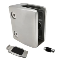 Glass clamp 12-17.52 mm bracket and pin 65x55x37 mm AISI 304 flat system satin
