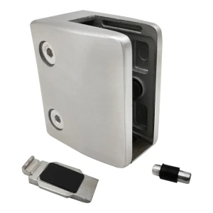 Glass clamp 12-17.52 mm bracket and pin 65x55x37 mm AISI 304 flat system satin