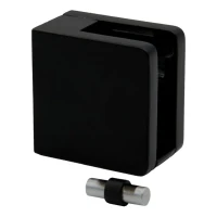Glass Bracket 45x45x26 mm for Flat Surface with Support Black