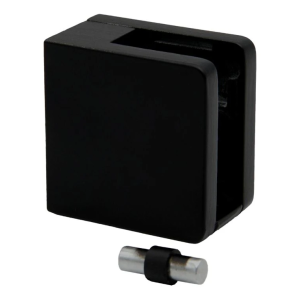 Glass Bracket 45x45x26 mm for Flat Surface with Support Black